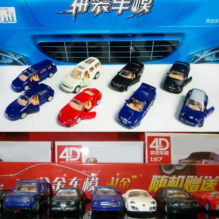 1/87 Scale 4D Plastic Assemble Car Scale Modern Cars Collection Puzzle Assembling Toys for Children 16 Kinds To Choose