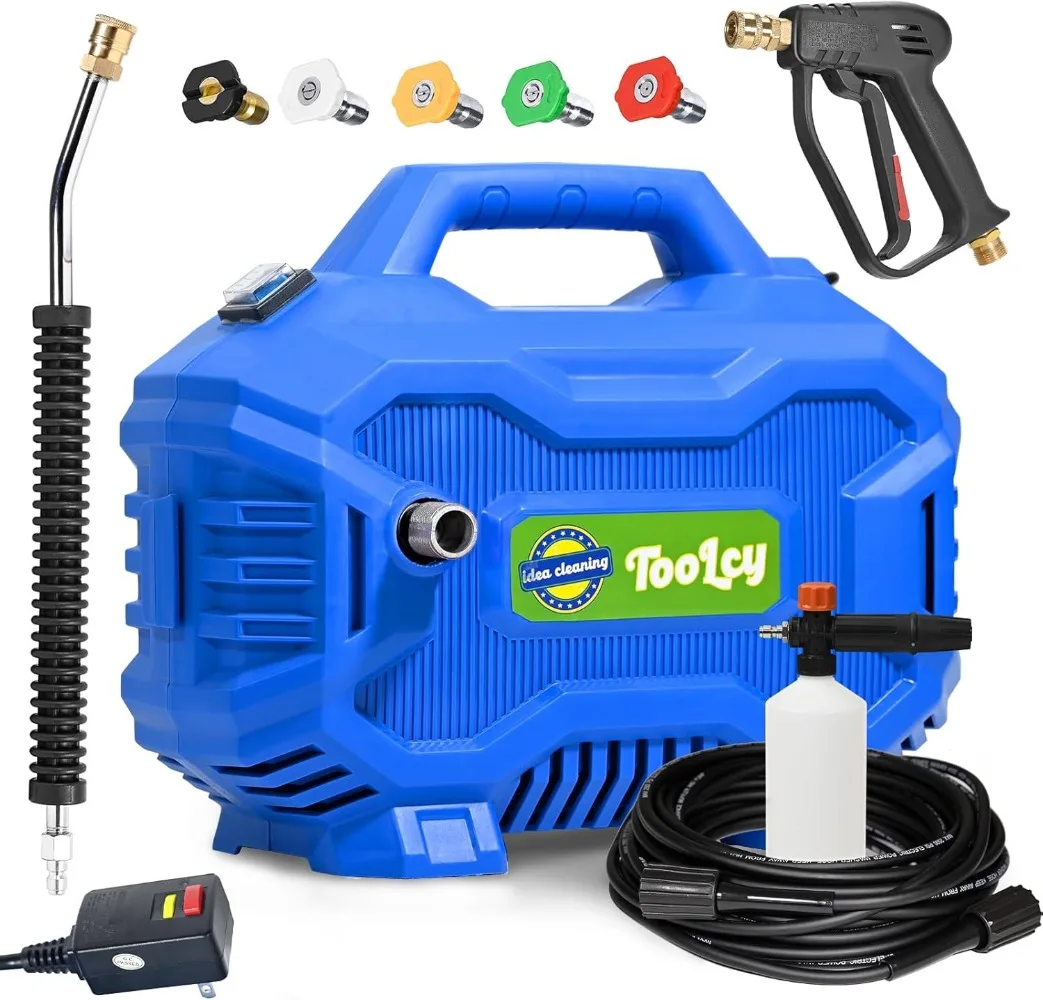 

Electric Pressure Washer 2030 PSI MAX,50 FT Pressure Hose,Short Gun with Extension Wand Foam Cannon, Friendly for Cleaning Cars