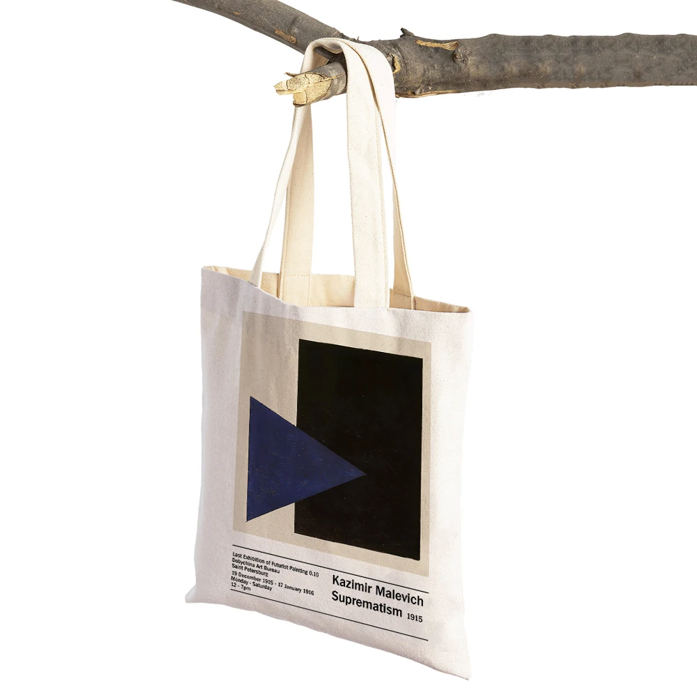 Nordic Shopper Bags Lady Canvas Tote Women Handbag Malevich Geometric Abstract Suprematism Art Double Print Shopping Bag