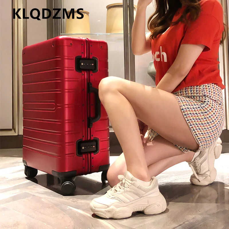 

KLQDZMS 24 "28" чемодан-кабина 20 дюймов полностью алюминиево-магниевый сплав интернатная коробка бизнес-тележка чемодан большой вместимости