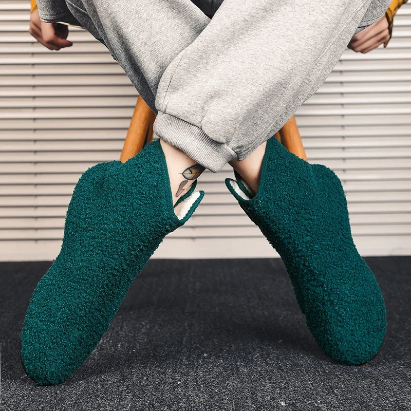 YRZL Scarpe invernali in cotone Stivaletti da uomo Slip caldi su pantofole leggere da uomo Mocassini in cotone per interni in peluche Scarpe calde invernali da uomo