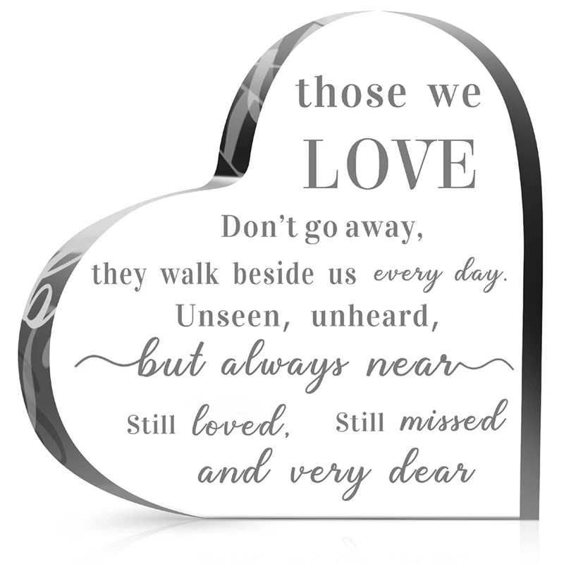 Coeur en acrylique transparent pour la perte d'un être cher, cadeaux de condoléance, souvenir, père, mère, 1 pièce