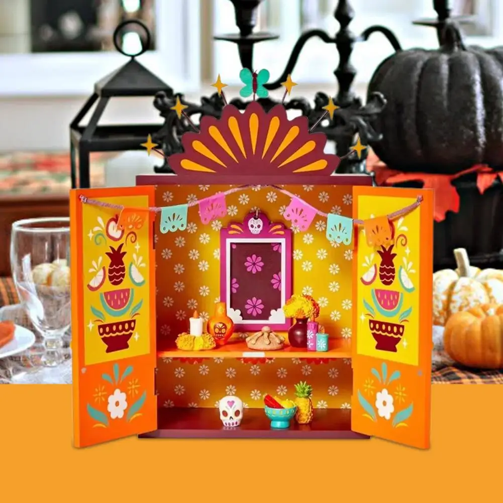 Intricate Pattern Altar Frame Mini Altar for Loved Ones Day of Dead Altar Box with Memory Picture Frame Mexican Pattern for Day