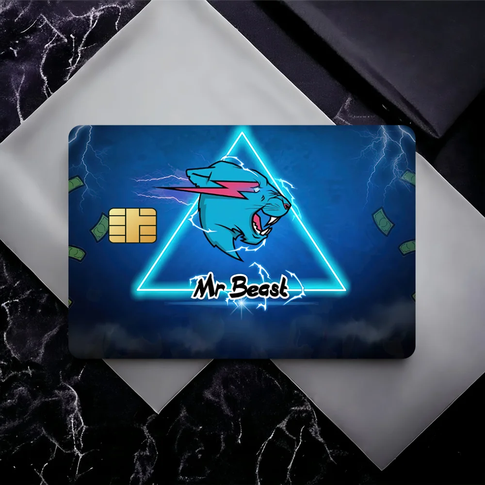 Youtuber M-Mr B-Beast شعار شعبية فيلم الجلد غطاء بطاقة الائتمان ملصقات 4 قطعة الخصم الجبهة الديكور البنك حافلة تمرير مقاوم للماء #3