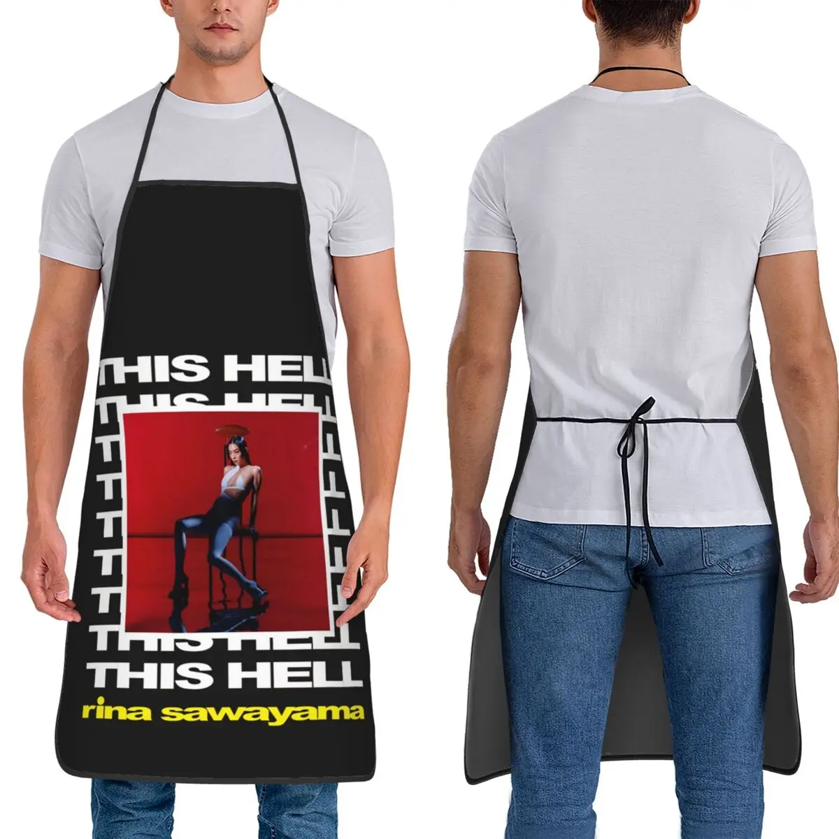 

Фартуки Rina Sawayama This Hell, фартуки для шеф-повара, кулинарии, кухни, водонепроницаемый нагрудник, кухонный сарафан для уборки для женщин и мужчин, живопись
