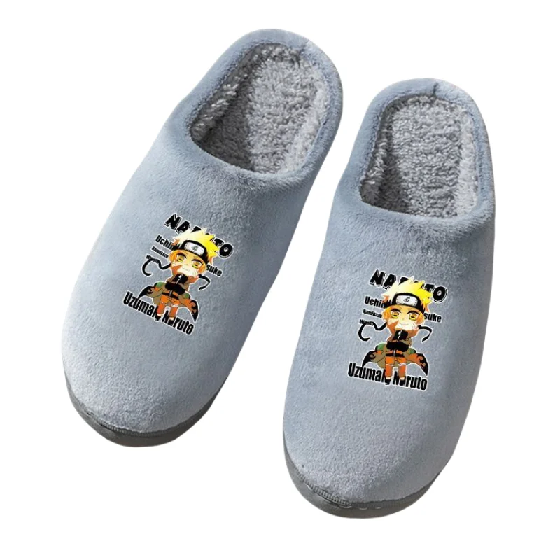 Naruto Kakashi Uchiha Itachi Sasuke cartoon cotton slippers for men and women winter home non-slip thick-soled warm furry shoes