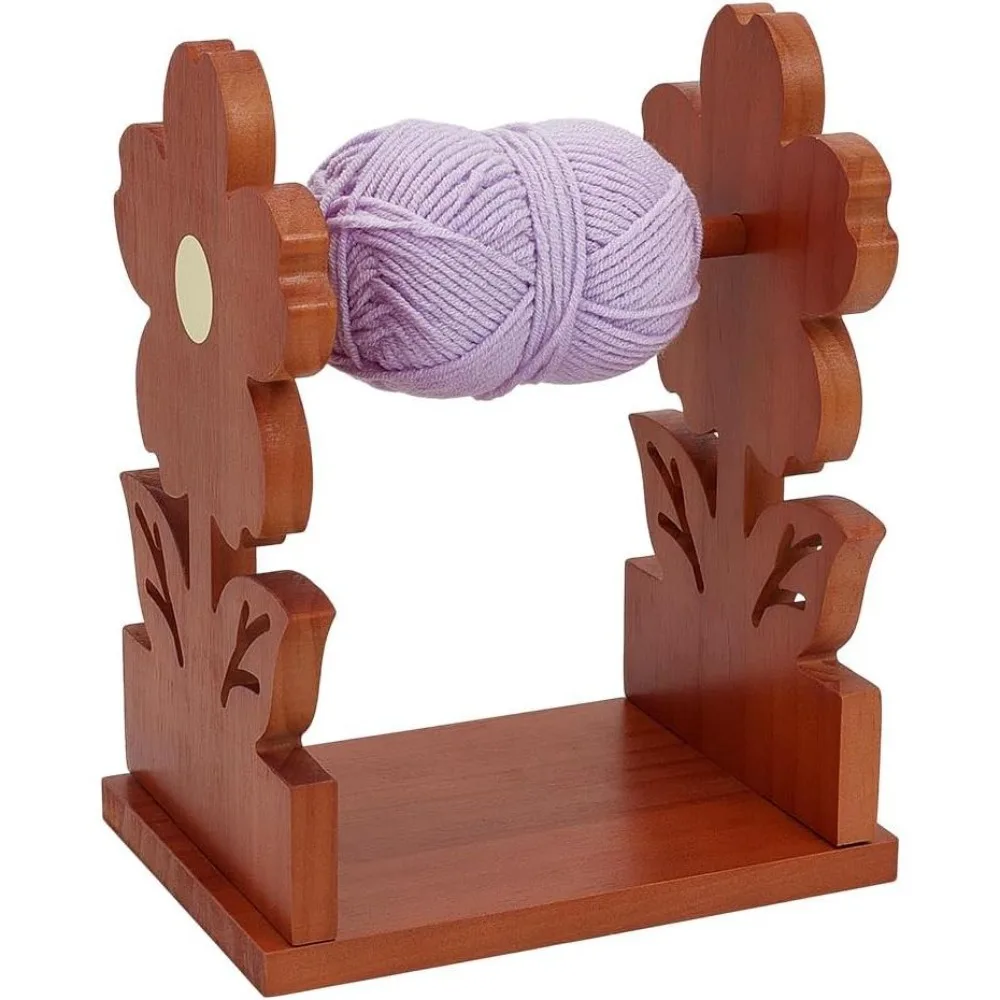 Flower Shape Wooden Yarn Holder Yarn Storage Organizer Rotating Weaving Holders Rack Ribbon Thread Spools for Knitting
