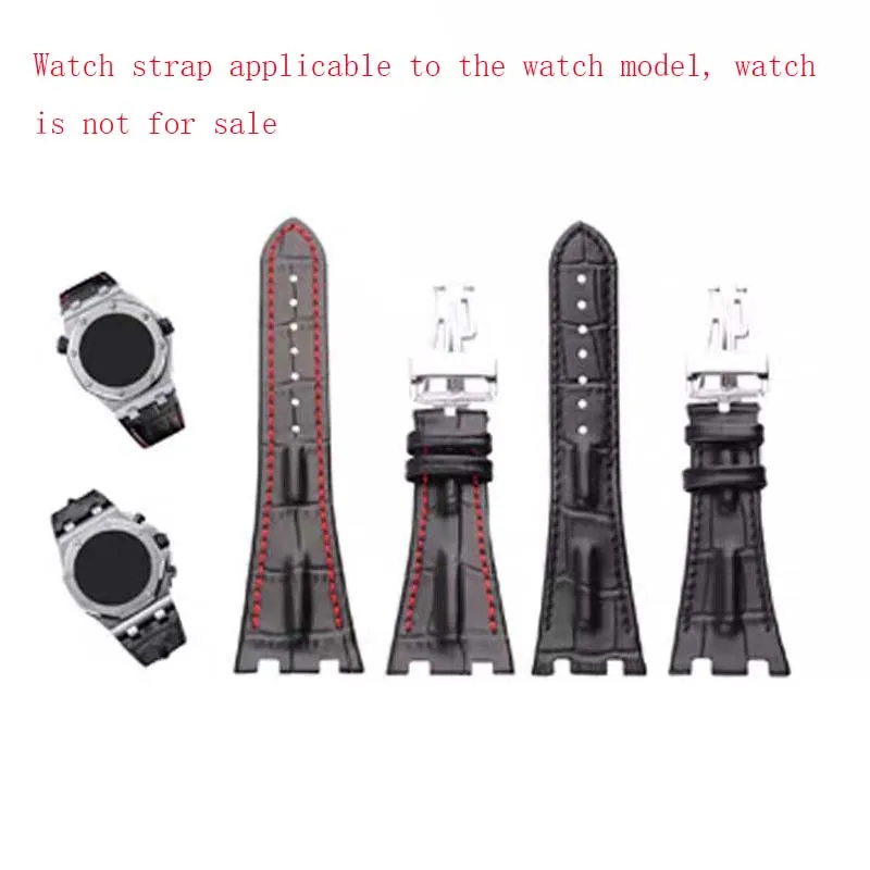 

28mm Men's Leather watch strap for Audeube Royal Oak AP15710 15703 26470 watch band Folding buckle women sport rubber wristband