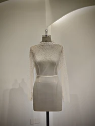 Chaqueta de boda para vestido de novia, manga larga Interior, transparente, extraíble, accesorios de boda de lujo