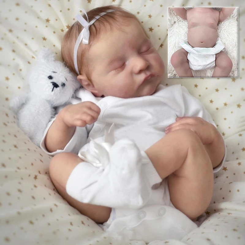 

48cm Full Body Vinyl Already Painted Finished Doll Levi Sleeping Baby 3D Skin With Visible Veins Collectible Art Doll