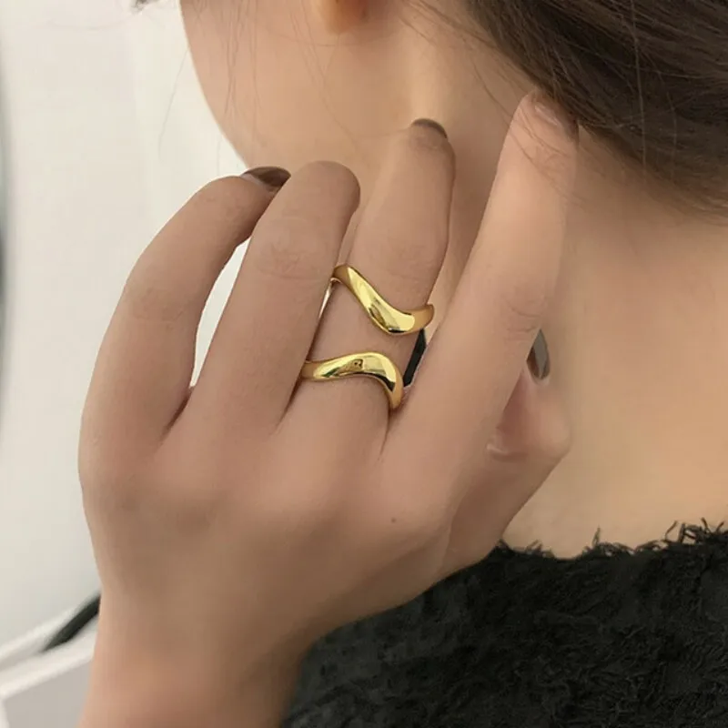 Minimalist 925 Sterling Silver Rings for Women Girls Fashion Creative Twisted Wave Geometric Birthday Party Daily Jewelry Gift