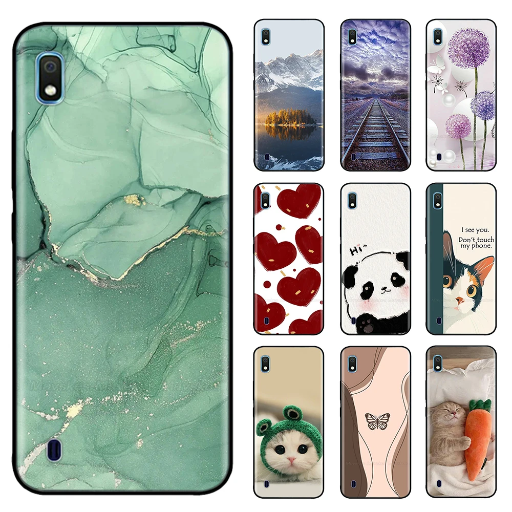 غطاء مقاوم للصدمات لهاتف سامسونج جالاكسي A10 حافظة حيوانات مطلية بغطاء هاتف من السيليكون الناعم لهاتف سامسونج A10 حافظة A 10 SM-A105F