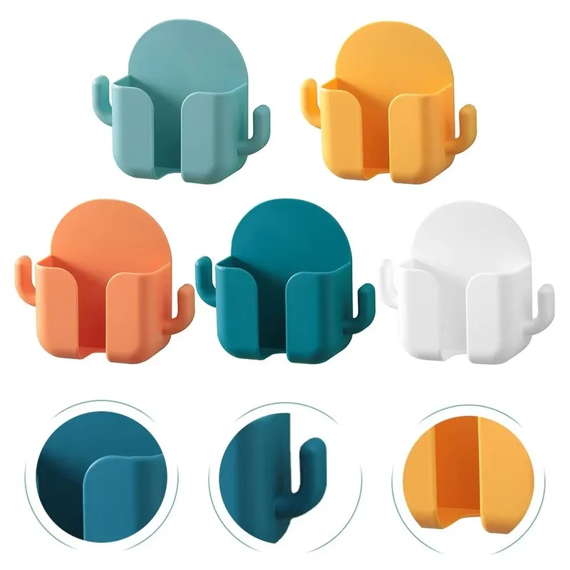 1-3Pcs Punch-free Mobile Phone Holder Wall Mount Stand Remote Control Organizer Storage Box Charging Bedside Container Rack