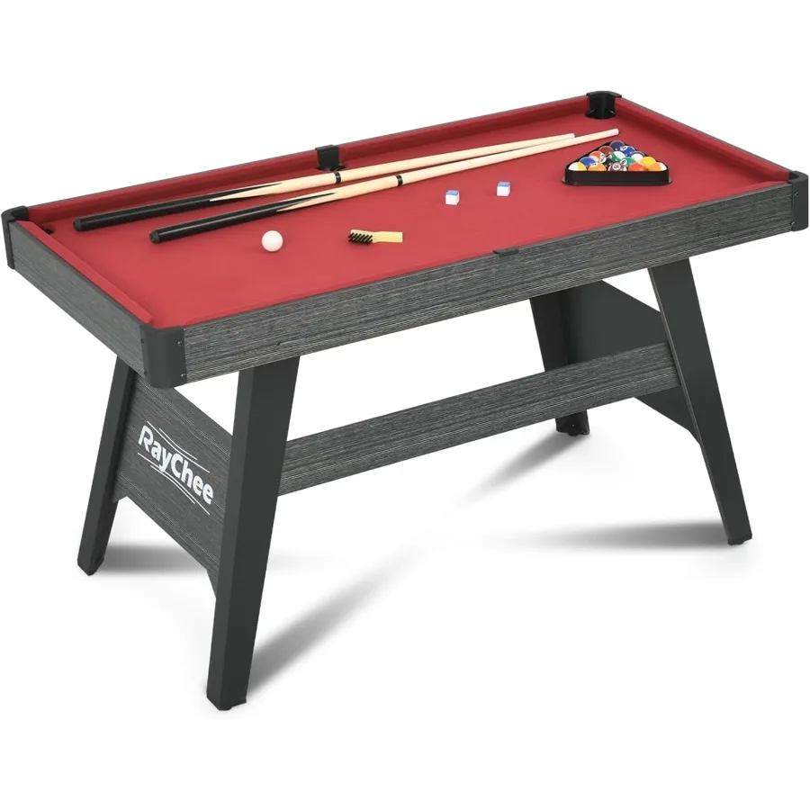 

Portable Wooden Billiards Table for Indoor Use Brown with 16 Balls and 2 Cue Sticks Triangle Chalk Brush for Family Game Room P