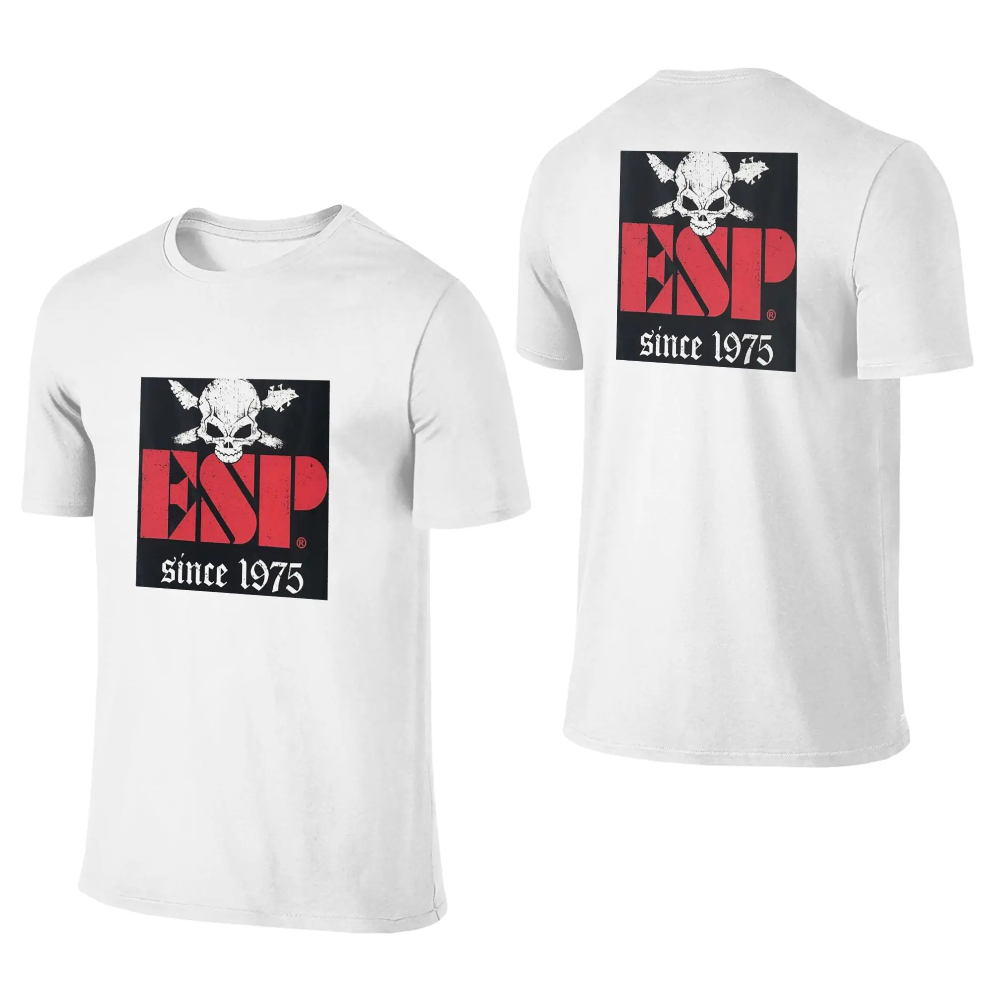 100% Cotton E-Esp Guitars T-Shirt Men's Double Sided T Shirt Men Round Neck Summer Shirts Tops Oversized