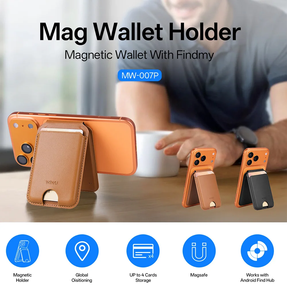 

WiWU for Magsafe Holder Location Tracking Anti-loss Device Wallet with Magnetic Slim Wallet for iPhone 17 16 15 14 13 12 Series