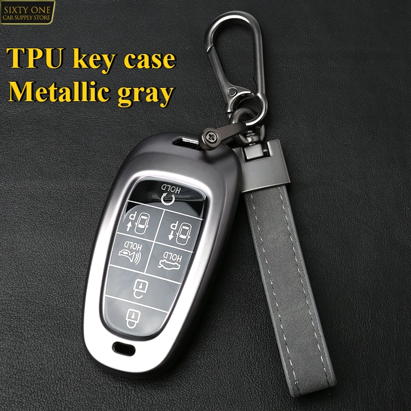

For Hyundai Key Fob Cover with Keychain, Soft TPU Car Key Fob Case Compatible with 2020-2025 Hyundai Sonata Santa Tucson