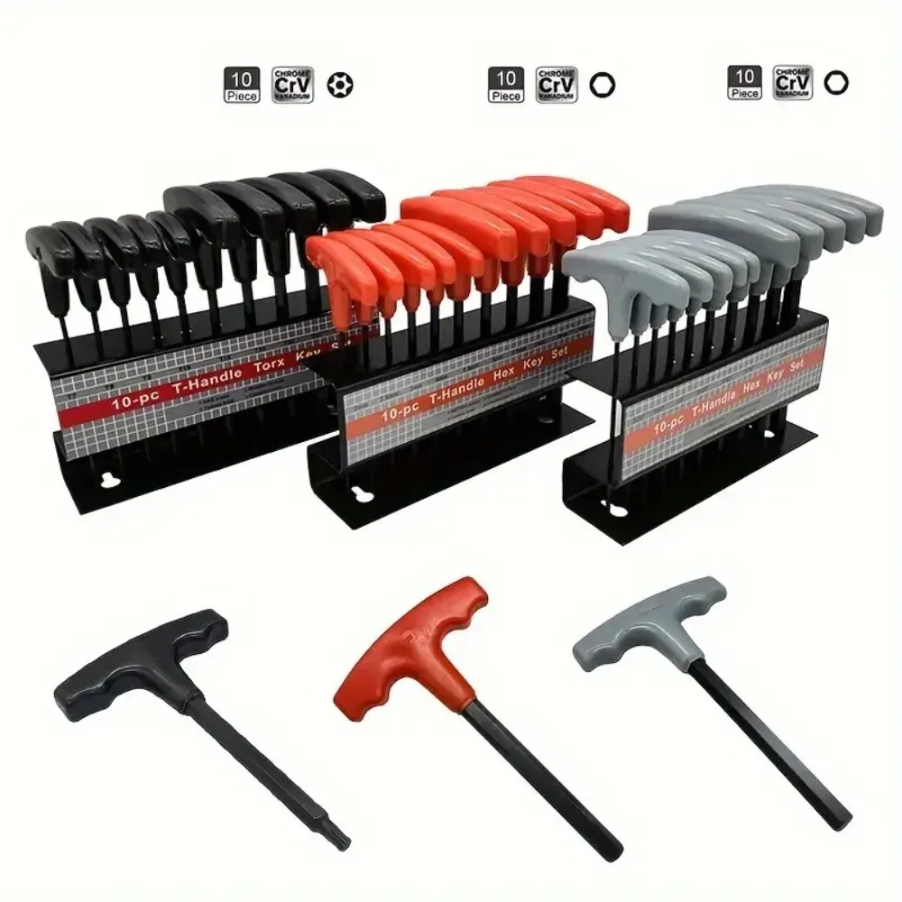 

Набор шестигранных ключей с Т-образной ручкой, 10 шт., набор шестигранных ключей или набор шестигранных ключей Star T Bar со удобной подставкой для хранения