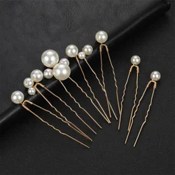 7pcs Pearl U-shaped Hairpin Bride Wedding Hair Accessories Handmade Alloy Tiara Fashion Noiva Beauty Hair Clip Jewelry For Women
