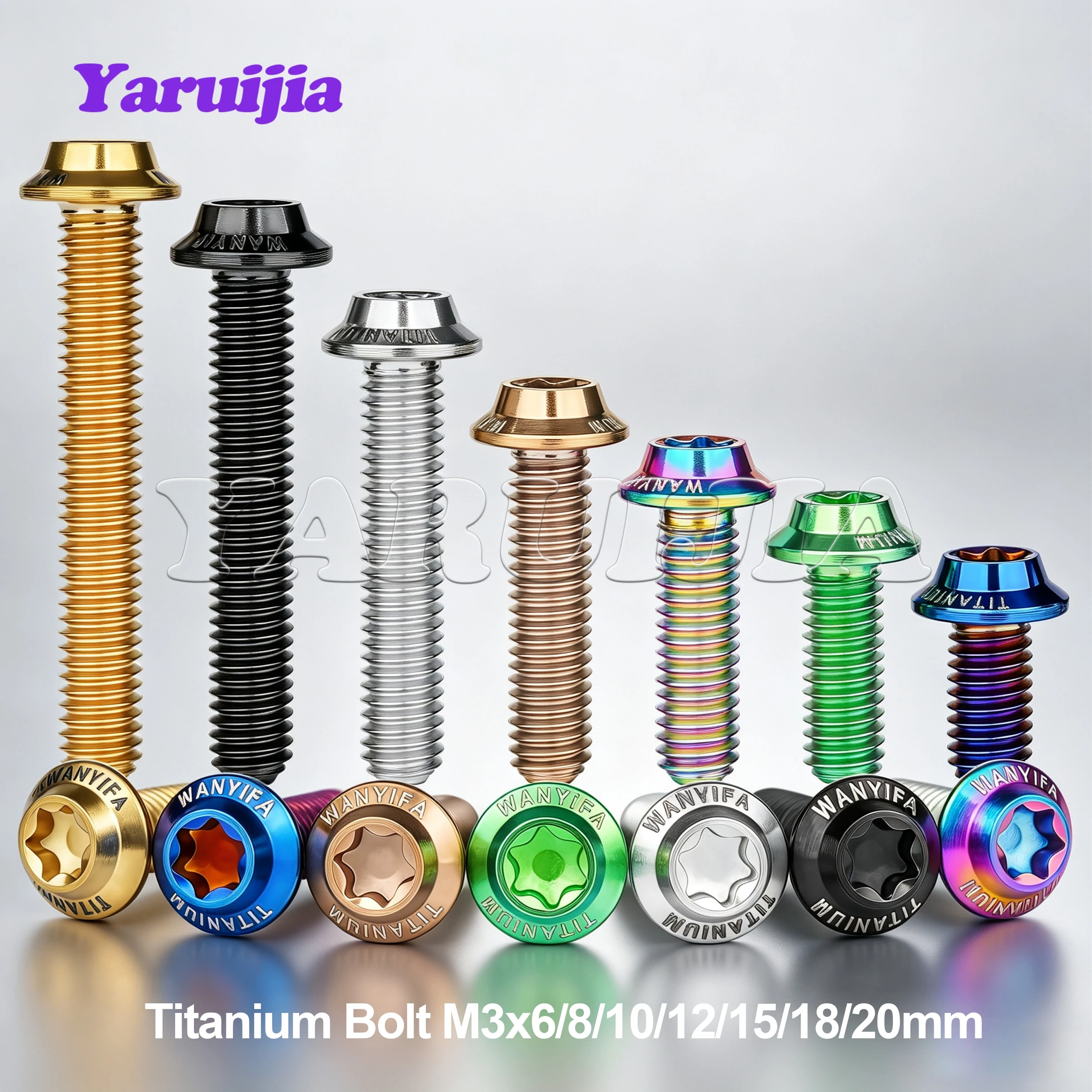 Yaruijia Titanium Screw Gr5 UFO Bolt Flying Saucer Head Torx Bolt M3x6 8 10 12 15 18 20mm for Motorcycle Modification
