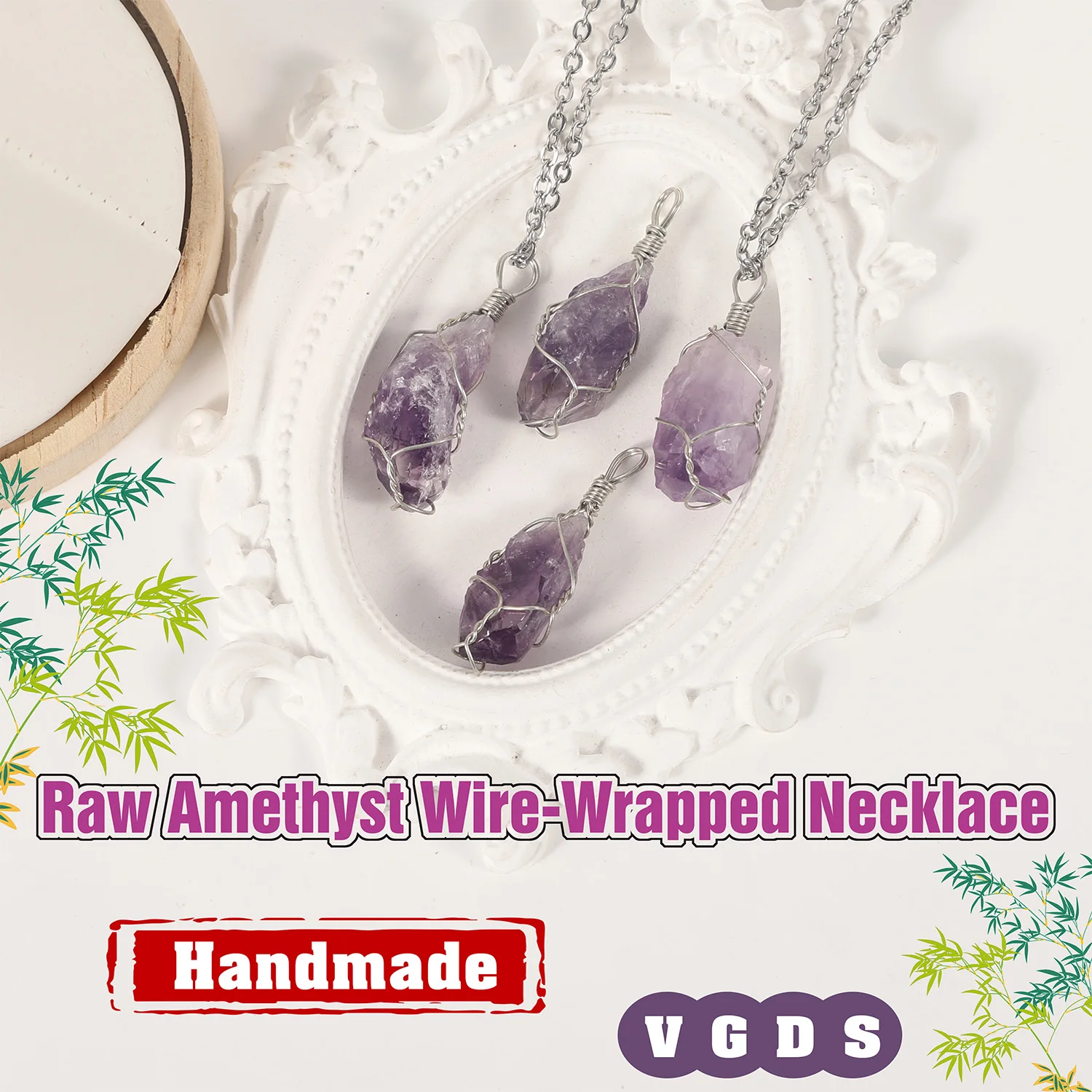

2026 Handmade Natural Uruguayan Amethyst Pendant Necklace Wire Wrapped Crystal Jewelry Unique Dainty Personalized Gift
