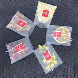 100 Pcs Disposable Pyramid Tea Bags Filter Bags for Tea Infuser with String Food Grade Nylon Fabric Spice Filters Teabags