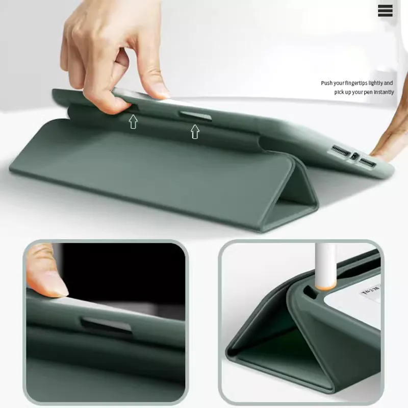 Auto Wake Cover with Pen Slot, Case para iPad 10.2, 9th, 8th, 7th, Air 3, 5, 4, Pro 11, 10th, 10.9, 9.7, Air 2, Air 1, mini, 6, 5, 4