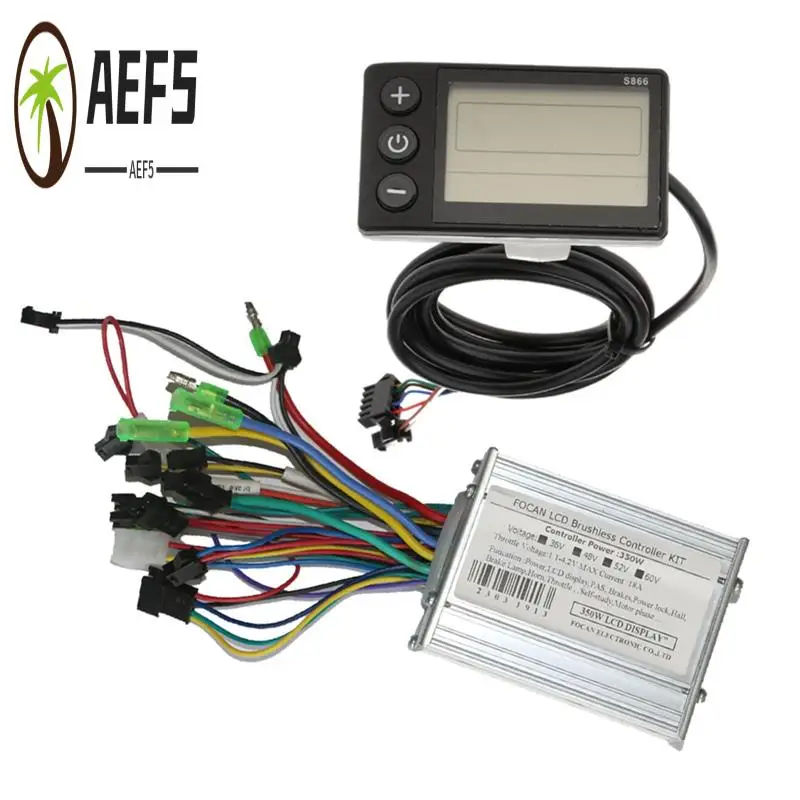 

AEF5-36V 48V 52V 60V 350W 18A бесщеточный контроллер двигателя постоянного тока контроллер электровелосипеда S866 ЖК-дисплей спидометр