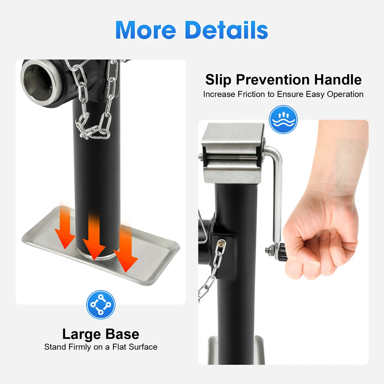حامل جاك فولاذي Q235 يدوي 1t/2204.6lbs مع مقبض مضاد للانزلاق مقبض سيارة بارتفاع 10.23 بوصة