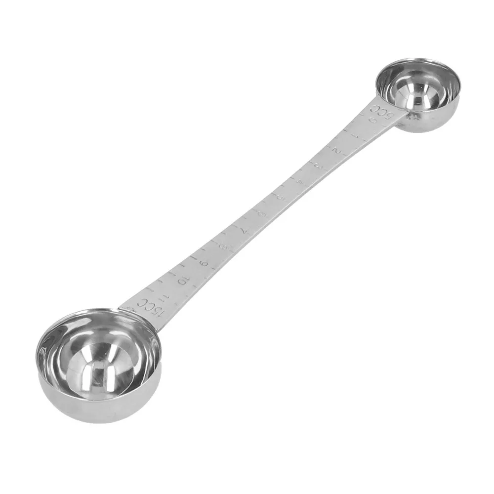Rustless Steel Measuring Spoon With Scale Smooth Coffee Scoop Deformation Resistant Double End Seasoning Spoon