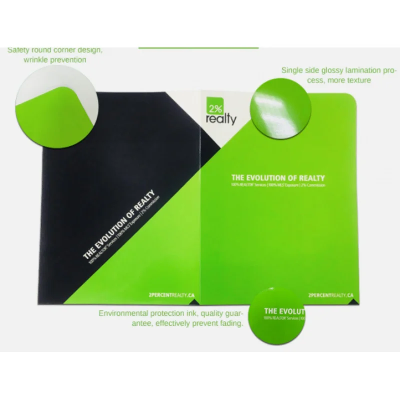 

Custom Logo Design Print Personalize Business School A4 Presentation Document Paper Files Folders with Pocket