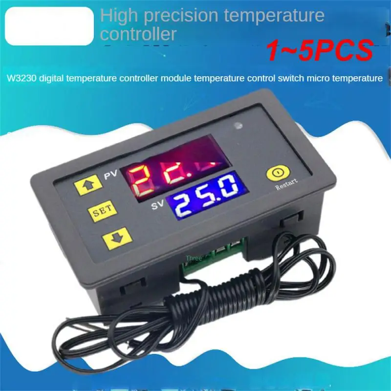 1~5PCS 12V 24V AC110-220V Probe line 20A Digital Temperature Control LED Display Thermostat With Heat/Cooling Control Instrument