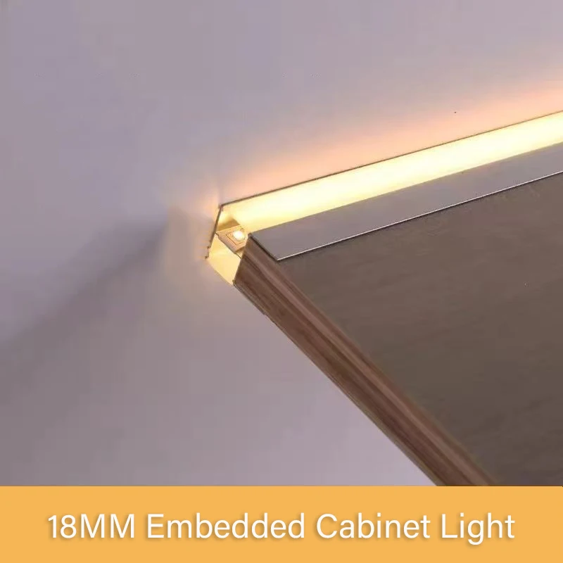 Up Down Glowing Led Aluminum Profile 18mm Built-in Cabinet Cupboard Wooden Linear Light Hard Bar Light