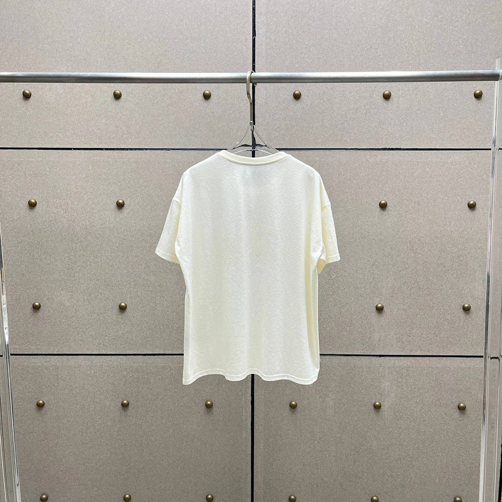 Cotton Blend Women's T-Shirt Y2k Fashion Printed Simple Commuter Hundred Short Sleeve Round Neck Tees Top 2025 Summer New
