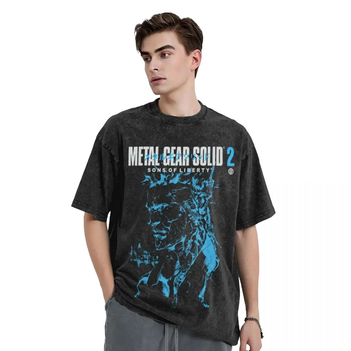 

MGS2 - Snake and Raiden Cover (Blue Version) T-Shirt oversized graphic tee sweat sports fans plain t shirts men