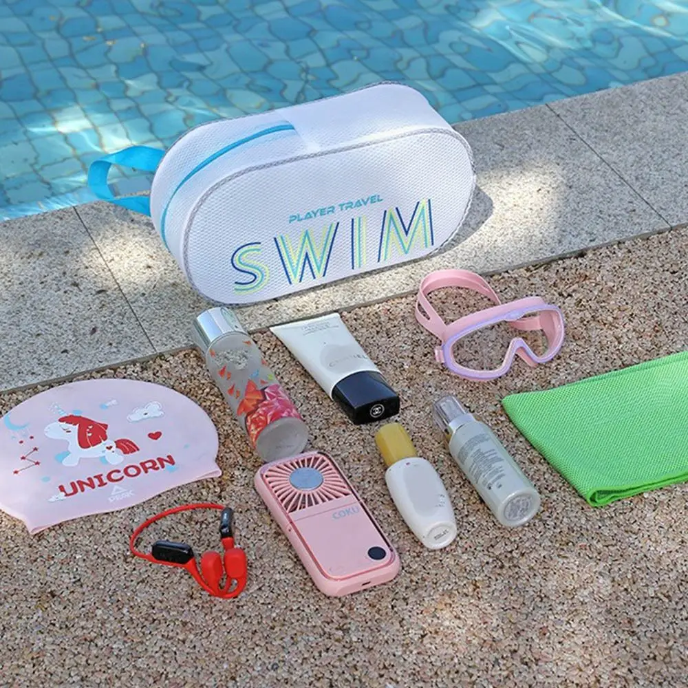 Bolso de natación impermeable, bolsa de artículos de tocador de gran capacidad con separación en seco y húmedo, bolsa de almacenamiento impermeable para piscina ligera y bonita para playa