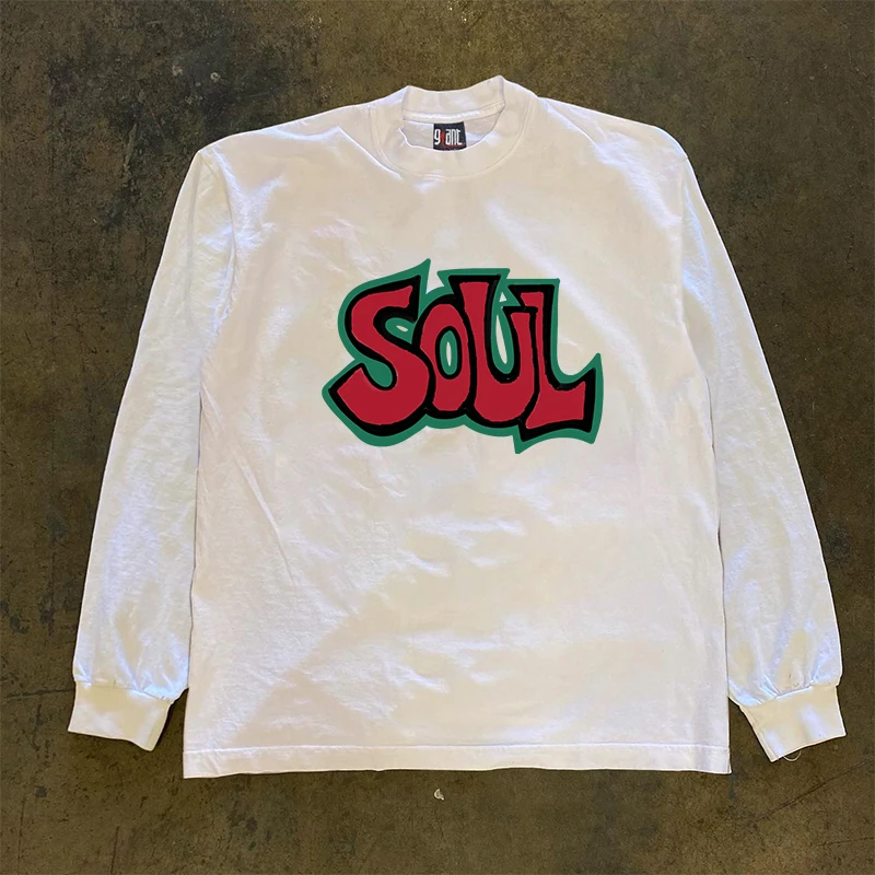 

Футболка оверсайз с длинным рукавом и надписью, в уличном стиле, универсальный топ, плотная, непрозрачная, в американском ретро-стиле