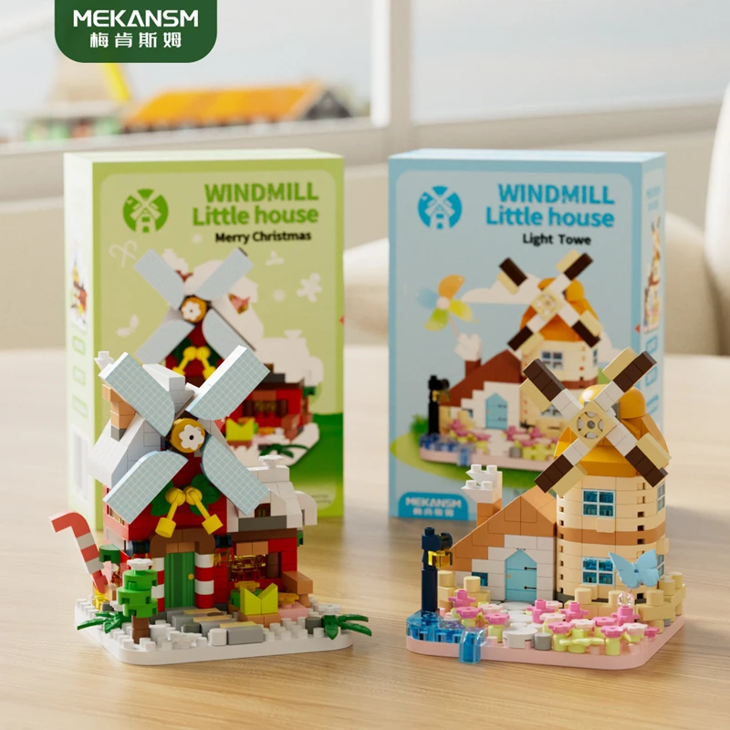 Forest house Street Landscape Building Block Handmade Windmill Tree House Children's Educational Toys DIY Making Gifts