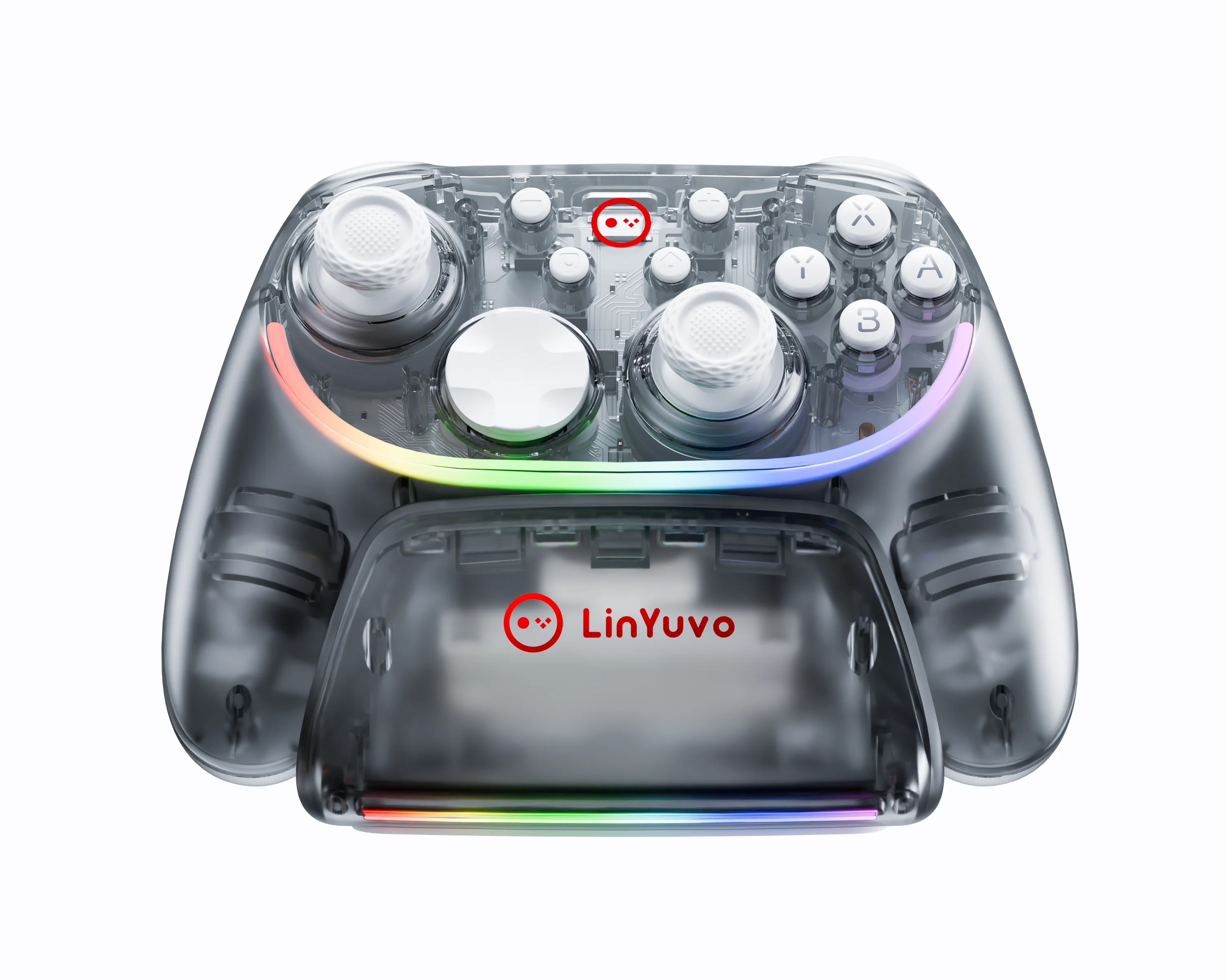 LinYuvo Wireless Controller&Charging Dock KS55 for Switch with Dual Vibration,6-Axis Gyro,Turbo,Hall Effect Joystick&RGB Light