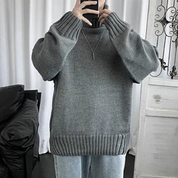 Fall Winter Men Long Sleeve Turtleneck Sweater Student Fashion Keep Warm All-match Couple Pullovers Harajuku Clothing Black Grey