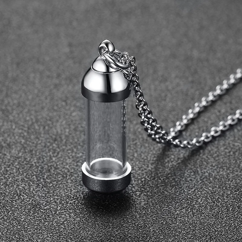 Openable Glass Vial Necklace Pendant Memorial Ash Bottle Cremation Pet Jewelry