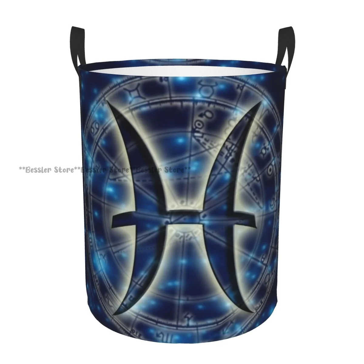 Foldable Laundry Basket for Dirty Clothes Pisces Horoscope Storage Hamper