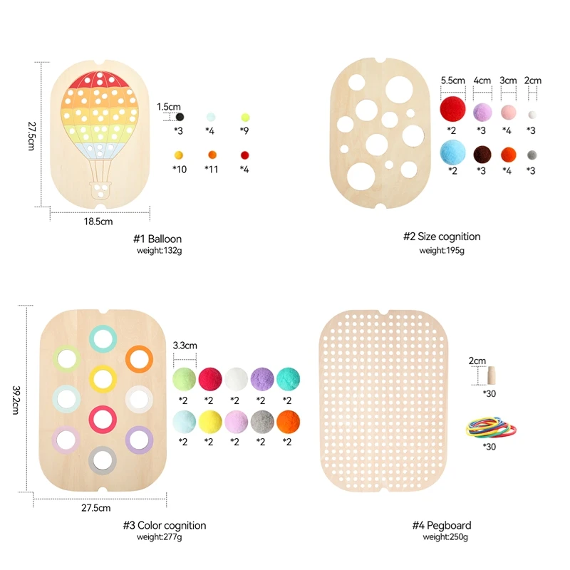 لوحة طاولة مونتيسوري الحسية الخشبية للأطفال، لعبة فرز الكرة الملونة، لعبة تعلم المبكر للأطفال، هدية تدريب المهارات الحركية الدقيقة