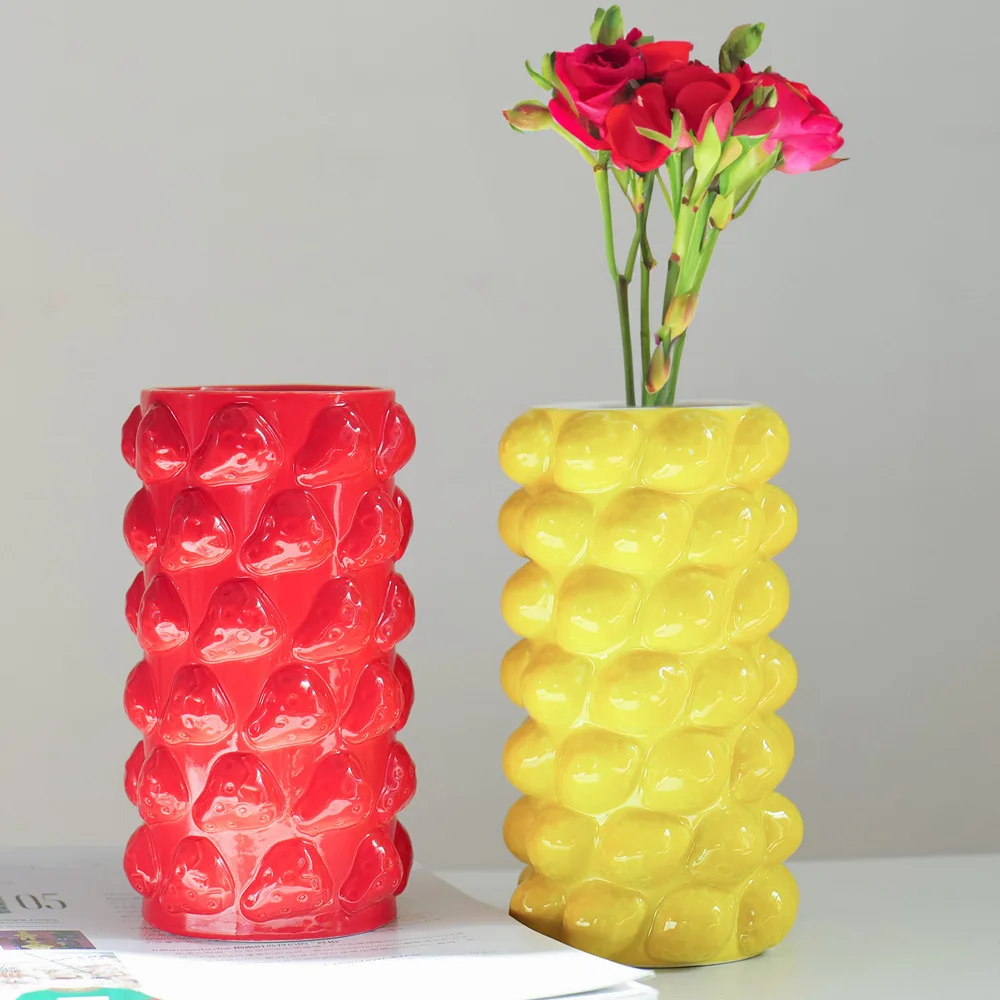 

Ceramic Fruit Shape Flower Vase, Nordic Home Decor for Living Room Bedroom Study, Unique Desk Ornament