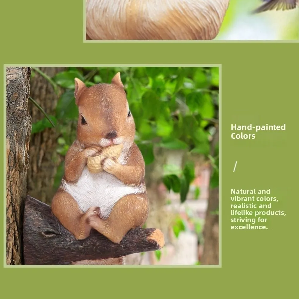 Creative Resin Squirrel Tree Hanging Simulation Rainproof Animal Figurines Crafts Cute Bird Feeder Hummingbird