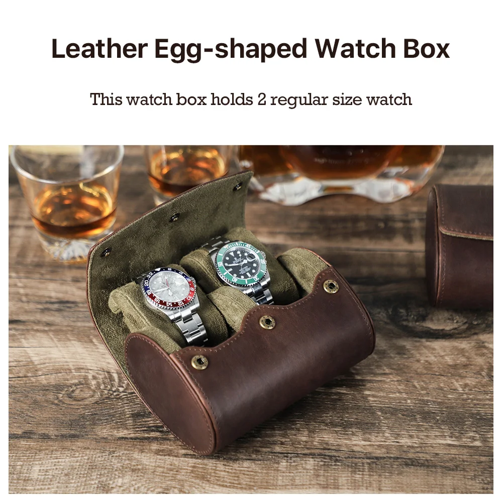 Vintage Genuine Leather Watch Box Roll 1/2/3/4/6/8 Slots Chic Portable Display Storage Boxes Travel High Quality Case Man Gift