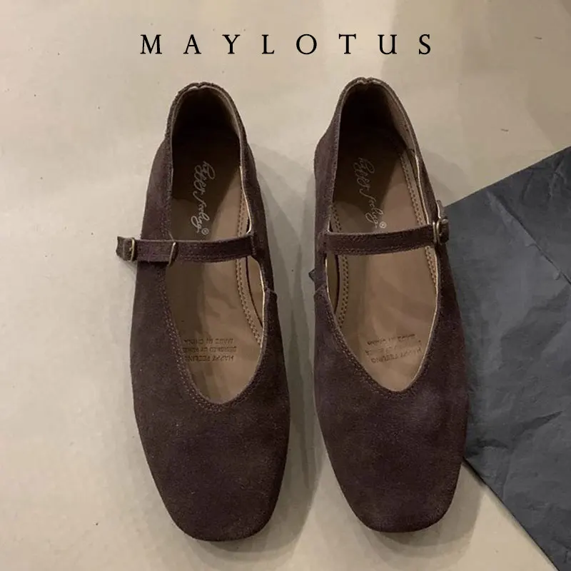 

Brand New Women Suede Leather Flats Round Toe Shallow Mary Jeans Casual Ballet Shoes Soft Leather Eelgant Dress Shoes Mujer Size
