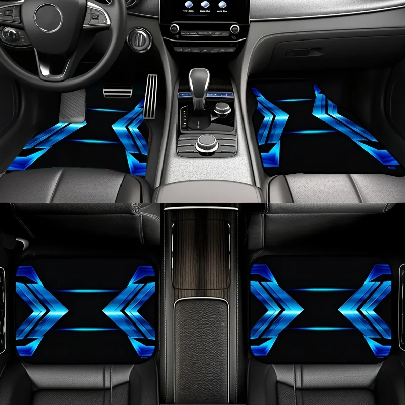 4pcs Geometric Car Floor Mats, Trendy And Unique Car Pedal Pads For Cars, Trucks, And SUVs- Perfect Gift For Family Or Friends O 3