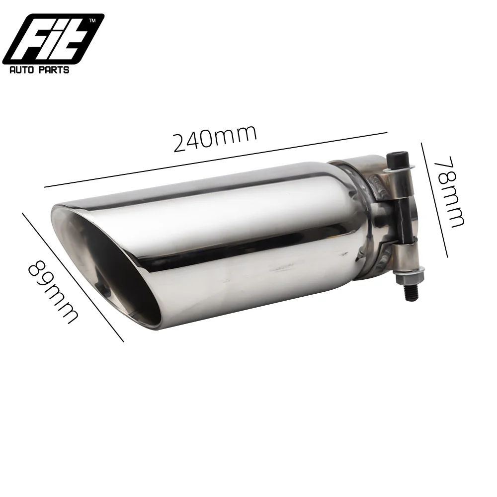 

Stainless Steel Exhaust Tip Interface 78mm Slant Oval Outlet 89mm Auto Muffler Tail Pipe with clamp