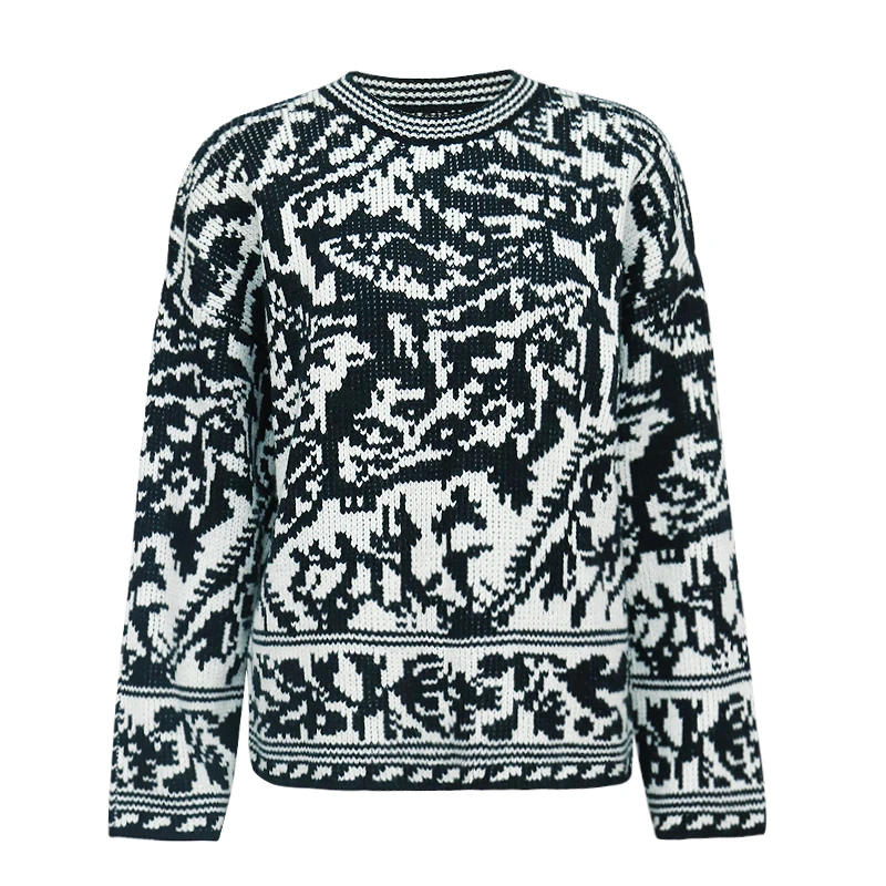 Autumn Winter New Sle Women's Knitted Sweater Warm Woolen Overhead Floral Printing 3D Emed Double Color Design Commute ...